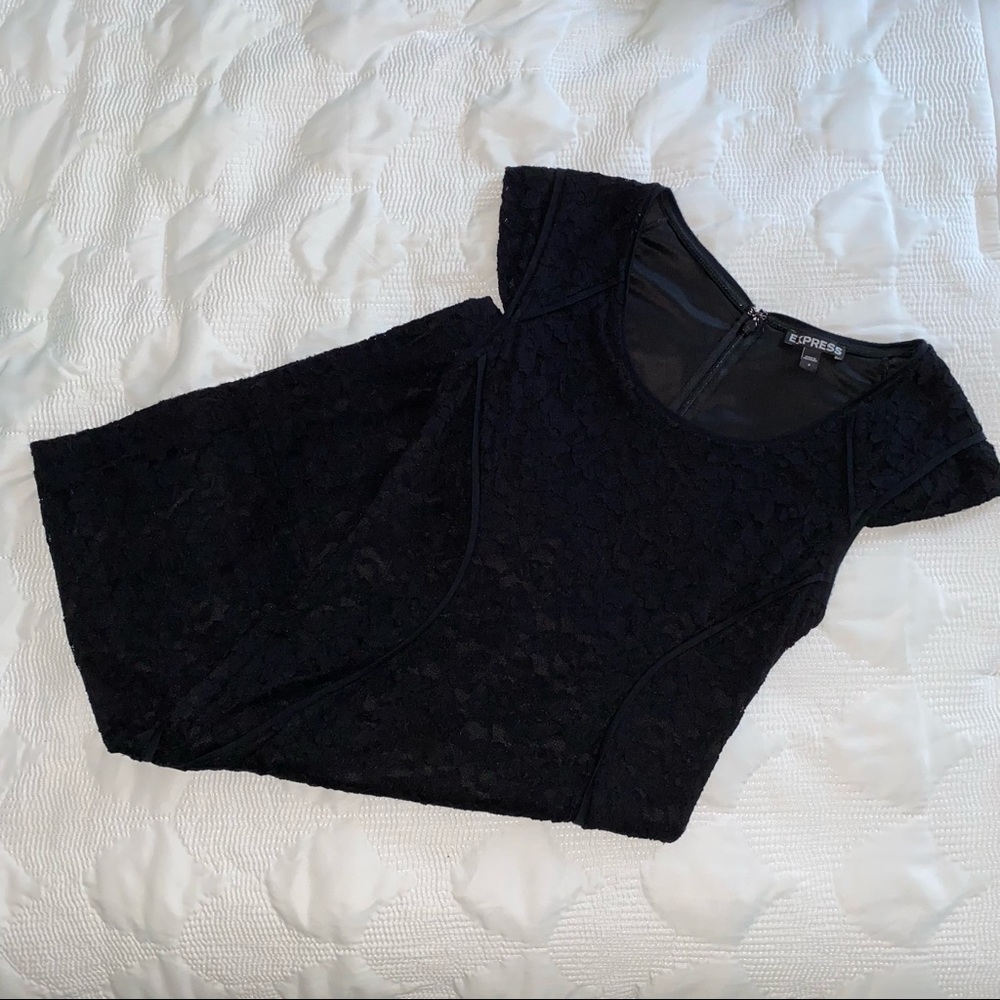 Black Floral Lace Overlay Dress by Express♥︎👗